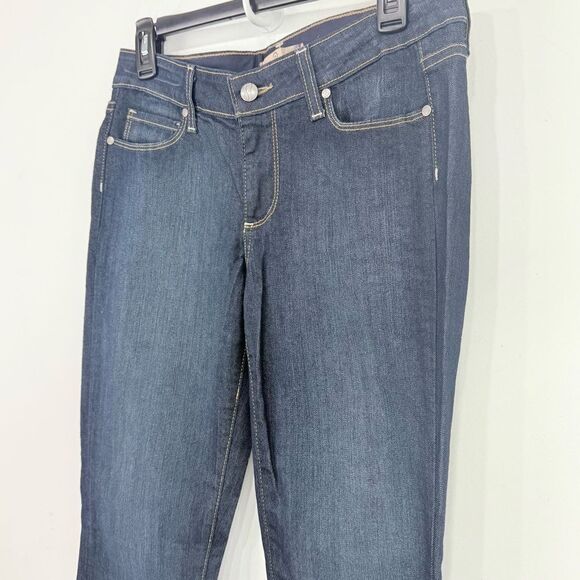 Paige Peg Skinny Dark Wash Mid Rise Tall Denim Jeans - Picture 4 of 16